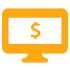 Computer monitor and dollar sign icon.
